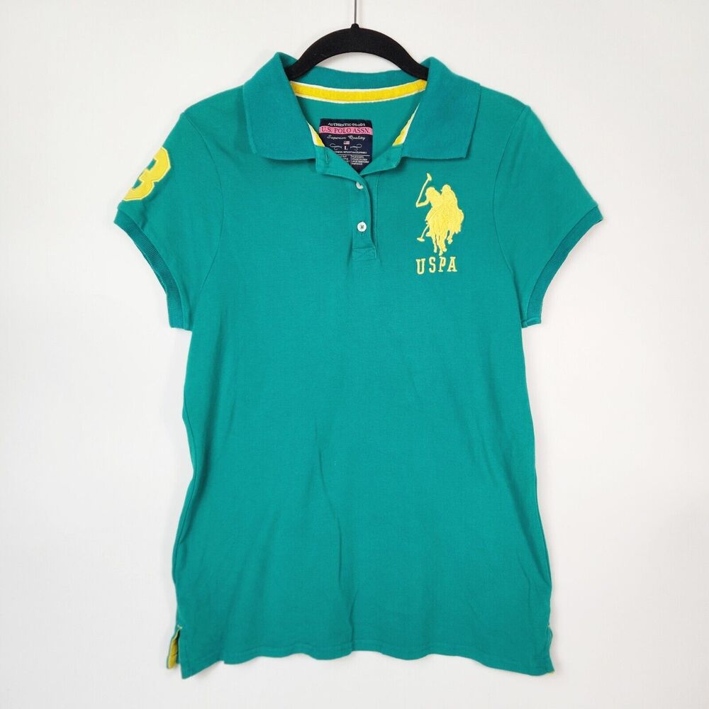 US Polo Assn Shirt Womens Sz L Y2k Preppy Country Club Polo Pony Cricket Jumper